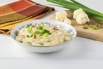 Garlic bacon mashed cauliflower.