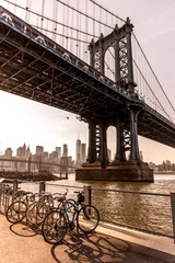 Badkamer foto achterwand Manhattan Bridge in New York City gezien vanaf Brooklyn Bridge Park © Lais
