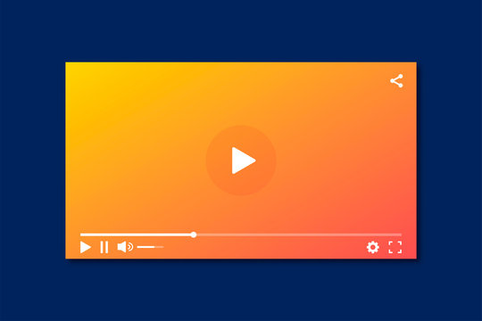 Modern interface video player. Template for applications and web technology. Blue background. Screen video player. Vector digital illustration. Multimedia interface.