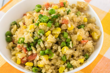 Homemade healthy cauliflower fried rice.