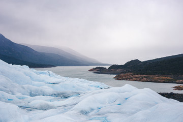 Fototapeta na wymiar View from Ice from Glacier Perito Moreno Trekking in Patagonia Argentina