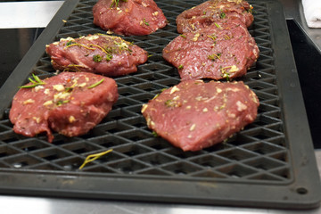 seasoned marinated beef steak  before cooking