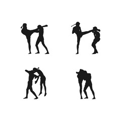 thai boxing logo template. Sport design creative vector