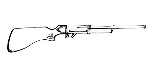 Old wooden gun. Vector drawing