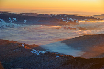 Sunrise from the summit in winter