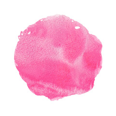 Abstract pink circle watercolor textured background on a white isolated background