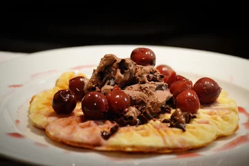 Deurstickers sweet cherry chocolate waffle © Karen