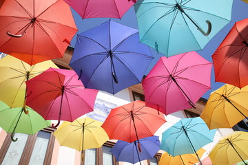 Colorful umbrellas in Agueda, Portugal