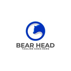 Bear Head With Circle Concept Designs Illustration Vector Template.