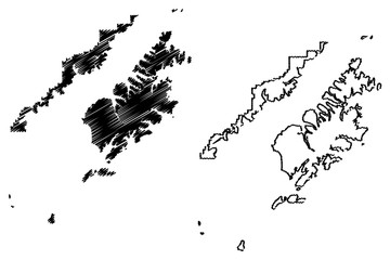 Fototapeta premium Kodiak Island Borough, Alaska (Boroughs and census areas in Alaska, United States of America,USA, U.S., US) map vector illustration, scribble sketch Kodiak Island map