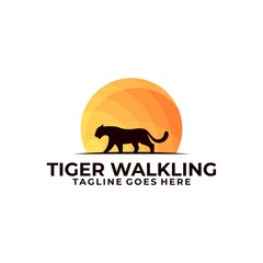 Abstract Silhouette Tiger Walking Concept illustration vector template.