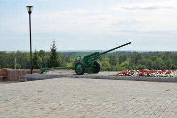 57 mm regimental gun on the Memorial Square in Yelabuga. Tatarstan