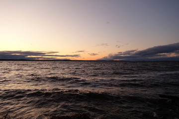 Sunset at Moscow Sea at Dubna in Russia in autumn