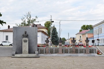 Busts of the heroes of World War II. Memory Square. Elabuga. Tatarstan