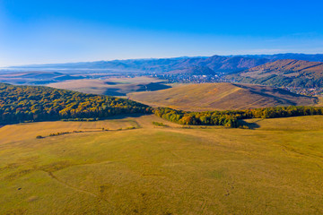 Fototapeta na wymiar Aerial autumn landscape in rural area