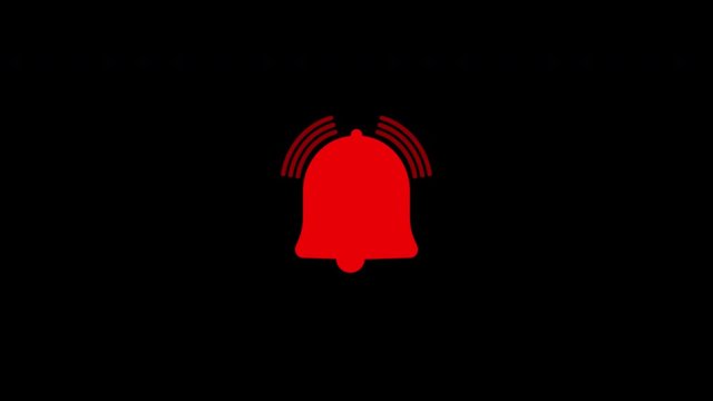 Red ringing bell notification button motion graphics. Seamless looped cartoon animation with alpha channel. Alarm reminder for subscribers. Social media, blogging and streaming concept.
