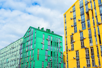 Colorful yellow and green houses