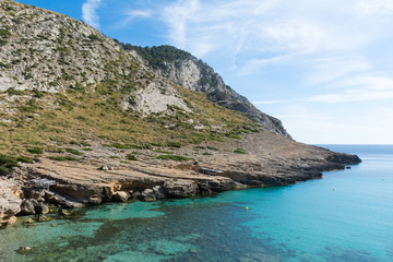 Rocks in the Bay of Cala Figuera on the island of Majorca