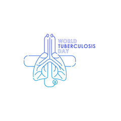Fototapeta premium World Tuberculosis Day - Vector logo poster banner illustration of World Tuberculosis Day on March 24th. Lungs Health care awareness campaign. isolated on white background.