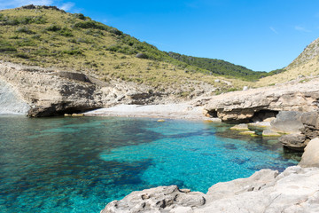 Fototapeta premium Beach in the Bay of Cala Figuera on the island of Mallorca