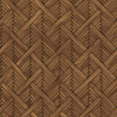 Wallpaper murals Wooden texture Carved geometric pattern on wood background seamless texture, diagonal stripes, cross pattern, 3d illustration