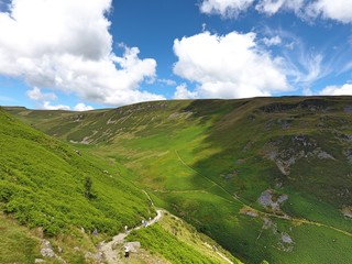 Fototapeta na wymiar Mountains in Wales. Drone footage.