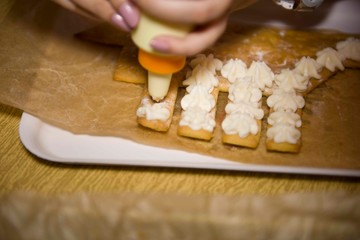 Beautiful decorative boat cookies, pastry baking cooking cookies.