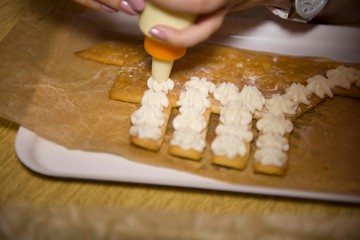 Beautiful decorative boat cookies, pastry baking cooking cookies.