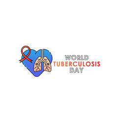 World Tuberculosis Day - Vector logo poster banner illustration of World Tuberculosis Day on March 24th. Lungs Health care awareness campaign. isolated on white background.