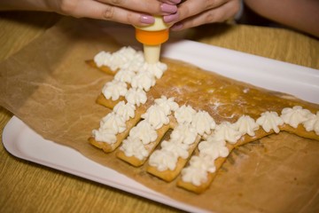 Beautiful decorative boat cookies, pastry baking cooking cookies.