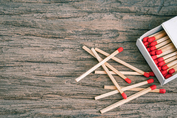 Wooden Match Stick on a wooden background