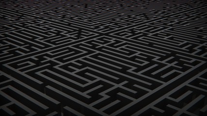 Black gloss labyrinth maze. 3D Illustration