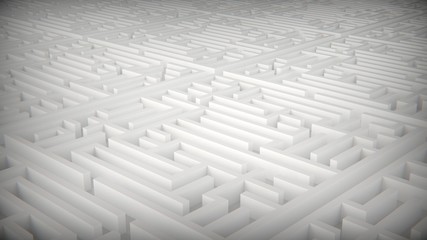 White labyrinth maze. 3D Illustration