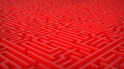 Red labyrinth maze. 3D Illustration