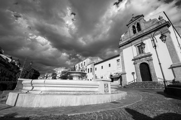 Fototapeta premium Regina Margherita Square with the Church of San Francesco in Barrafranca, Enna, Sicily, Italy, Europe