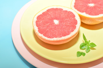 Grapefruit and Basil on a plate