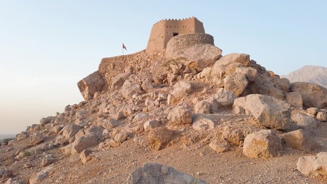 Dhayah Fort in north Ras Al Khaimah emirate of the United Arab Emirates at sunset