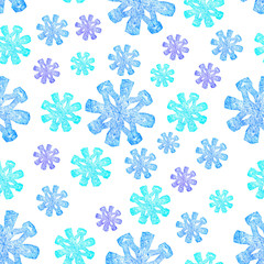 Watercolor winter snow seamless pattern on a white background for packaging for the holiday