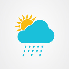 The sun and cloud with rain icon vector design