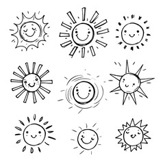 Sun smile. Vector doodle