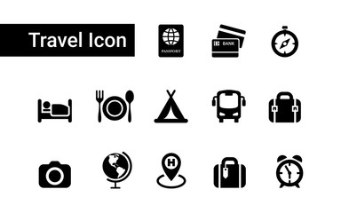 Simple flat minimalist travel icon. Set of travel icon for holiday service graphic resources. Tourism vector graphic element