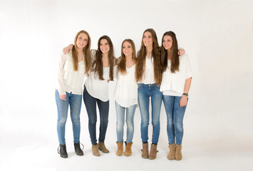 Obraz premium a group of girls looking to one side