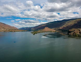 Outstanding aerial photography of picturesque Lincoln Rock State Park and beautiful Lake Entiat and Swakane Canyon in Douglas County East Wenatchee Washington State 