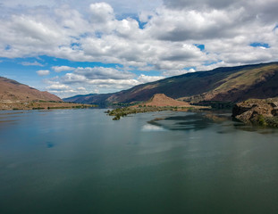 Outstanding aerial photography of picturesque Lincoln Rock State Park and beautiful Lake Entiat and...