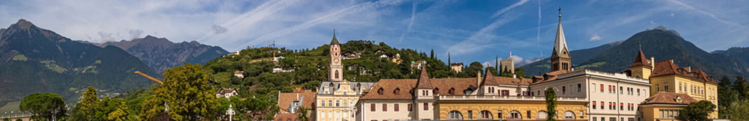 High resolution stitched panorama of a beautiful alpine view at Meran, South Tyrol, Italy