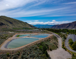 Outstanding aerial photography of picturesque Lincoln Rock State Park and beautiful Lake Entiat and...