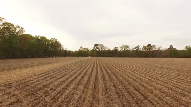 Empty field in Virginia, wide aerial