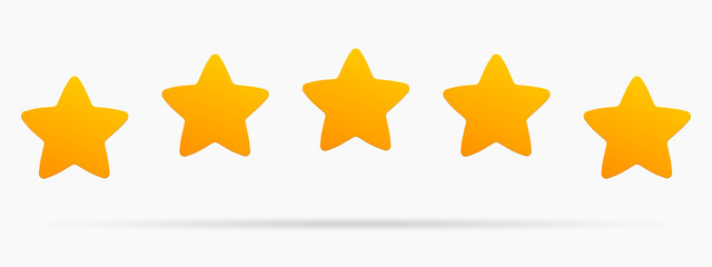 Stars rating isolated on white background. Five stars rating.