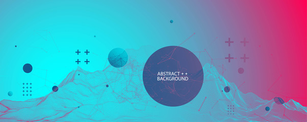 Obraz premium Wireframe background with plexus effect. Futuristic vector illustration.