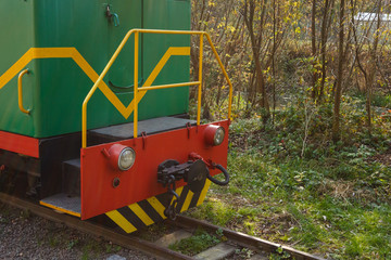 Children's railway. Fragment of the locomotive